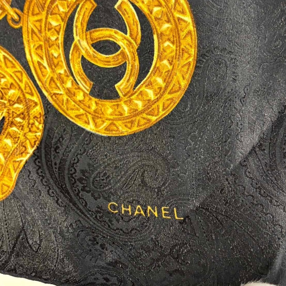 CHANEL Black and Gold Ornate Scarf - Picture 6 of 6